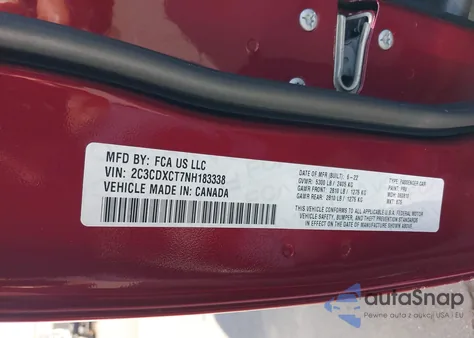 2022 Dodge Charger R/T z USA, uszkodzony, nr VIN 2C3CDXCT7NH183338